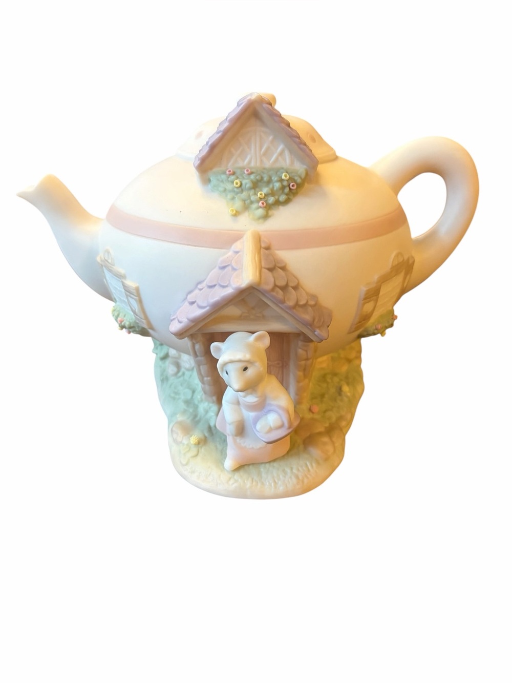 Vintage Golden Memories Pastel Cottage Teapot Figurine